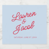 Modern Minimal Minimalist Blue and Red Wedding Bier Etiket (Enkel label)