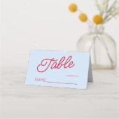 Modern Minimal Minimalist Blue and Red Wedding Plaatskaartje (Voorkant)
