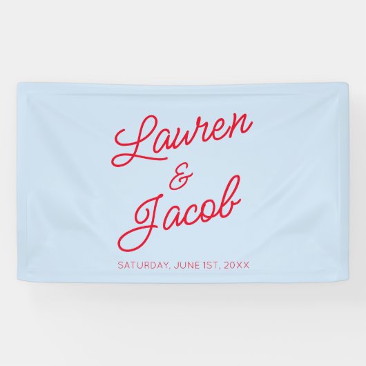 Modern Minimal Minimalist Blue and Red Wedding Spandoek (Horizontaal)