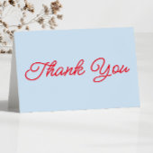 Modern Minimal Minimalist Blue Red Wedding Bedankkaart