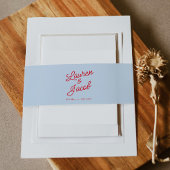 Modern Minimal Minimalist Blue Red Wedding Uitnodigingen Wikkel