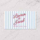 Modern Minimal Minimalist Blue Stripes Red Wedding Plaatskaartje (Achterkant)