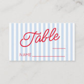 Modern Minimal Minimalist Blue Stripes Red Wedding Plaatskaartje (Voorkant)