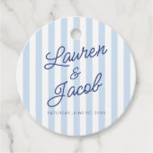 Modern Minimal Minimalist Blue Stripes Wedding Bedankjes Labels (Voorkant)