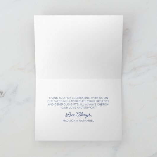 Modern Minimal Minimalist Blue Stripes Wedding Bedankkaart (Binnen)