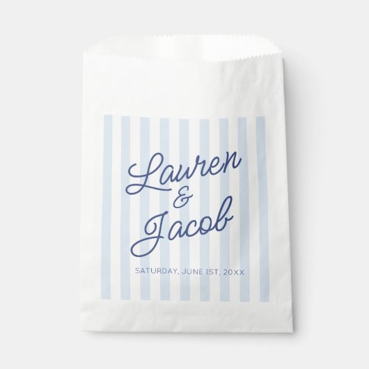 Modern Minimal Minimalist Blue Stripes Wedding Bedankzakje (Voorkant)