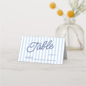 Modern Minimal Minimalist Blue Stripes Wedding Plaatskaartje (Voorkant)