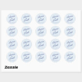 Modern Minimal Minimalist Blue Stripes Wedding Ronde Sticker (Vel)