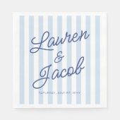 Modern Minimal Minimalist Blue Stripes Wedding Servet (Voorkant)
