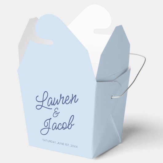 Modern Minimal Minimalist Blue Wedding Bedankdoosjes (Geopend)