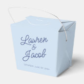 Modern Minimal Minimalist Blue Wedding Bedankdoosjes (Achterkant)