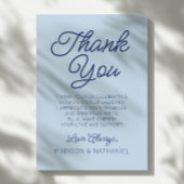 Modern Minimal Minimalist Blue Wedding Bedankkaart