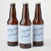 Modern Minimal Minimalist Blue Wedding Bier Etiket (Flessen)