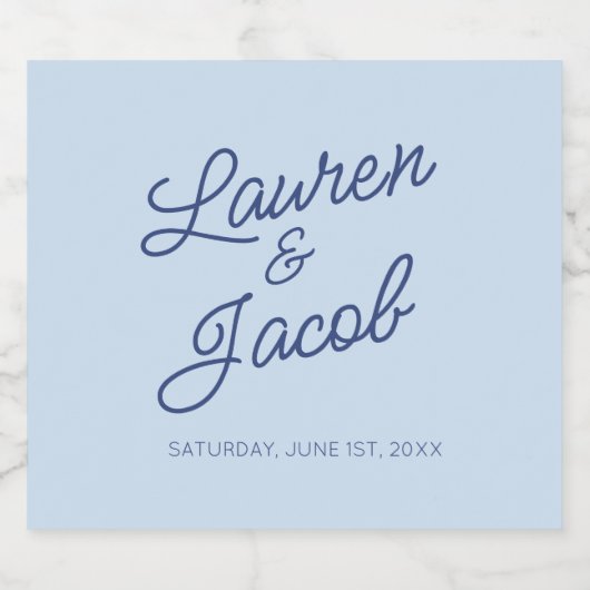 Modern Minimal Minimalist Blue Wedding Bier Etiket (Enkel label)