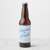 Modern Minimal Minimalist Blue Wedding Bier Etiket (Voorkant)