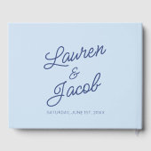 Modern Minimal Minimalist Blue Wedding Gastenboek (Achterkant)