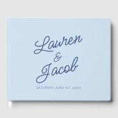 Modern Minimal Minimalist Blue Wedding Gastenboek (Voorkant)