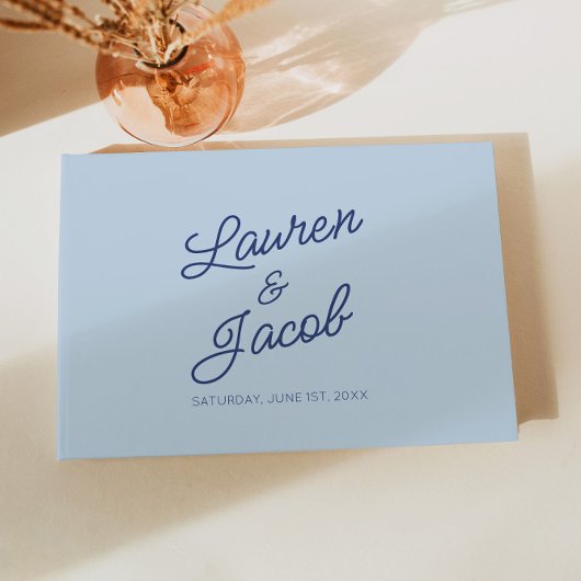 Modern Minimal Minimalist Blue Wedding Gastenboek