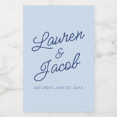 Modern Minimal Minimalist Blue Wedding Mini Wijn Etiket (Enkel label)