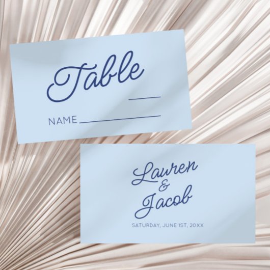Modern Minimal Minimalist Blue Wedding Plaatskaartje