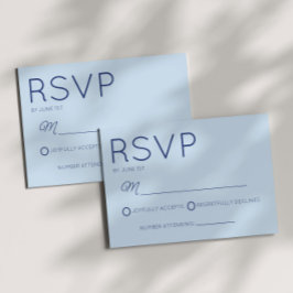 Modern Minimal Minimalist Blue Wedding RSVP Kaartje