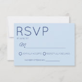 Modern Minimal Minimalist Blue Wedding RSVP Kaartje (Voorkant)