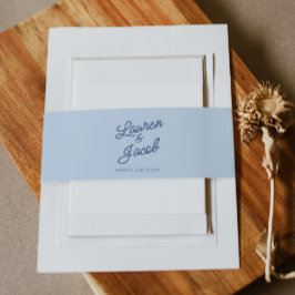 Modern Minimal Minimalist Blue Wedding Uitnodigingen Wikkel