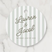 Modern Minimal Minimalist Green Stripes Wedding Bedankjes Labels (Achterkant)