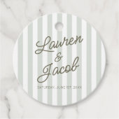 Modern Minimal Minimalist Green Stripes Wedding Bedankjes Labels (Voorkant)