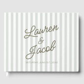 Modern Minimal Minimalist Green Stripes Wedding Gastenboek (Voorkant)