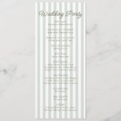 Modern Minimal Minimalist Green Stripes Wedding Programmakaart (Achterkant)