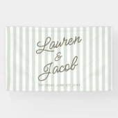 Modern Minimal Minimalist Green Stripes Wedding Spandoek (Horizontaal)