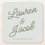 Modern Minimal Minimalist Green Wedding Kartonnen Onderzetters<br><div class="desc">This is a Modern Minimal Minimalist Green Wedding Paper Coasters!</div>