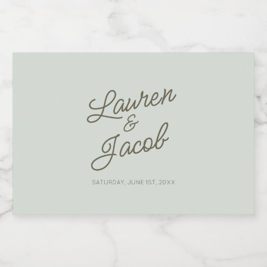 Modern Minimal Minimalist Green Wedding Mini Likeurfles Etiket (Enkel label)