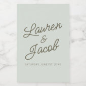 Modern Minimal Minimalist Green Wedding Mini Wijn Etiket (Enkel label)