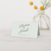 Modern Minimal Minimalist Green Wedding Plaatskaartje (Achterkant)