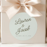 Modern Minimal Minimalist Green Wedding Ronde Sticker<br><div class="desc">These are Modern Minimal Minimalist Green Wedding Party Favor Stickers!</div>