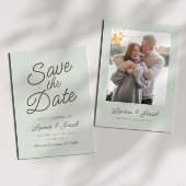 Modern Minimal Minimalist Green Wedding Save The Date