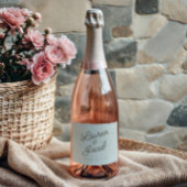 Modern Minimal Minimalist Green Wedding Sparkling Wijnetiket