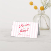 Modern Minimal Minimalist Pink and Red Wedding Plaatskaartje (Achterkant)