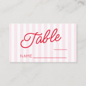 Modern Minimal Minimalist Pink Stripes Red Wedding Plaatskaartje (Voorkant)