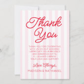 Modern Minimal Minimalist Red Pink Stripes Wedding Bedankkaart (Voorkant)