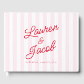 Modern Minimal Minimalist Red Pink Stripes Wedding Gastenboek (Voorkant)