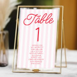 Modern Minimal Minimalist Red Pink Stripes Wedding Kaart<br><div class="desc">This is a Modern Minimal Minimalist Red Pink Stripes Wedding Table Number w/ Names!</div>