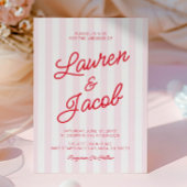 Modern Minimal Minimalist Red Pink Stripes Wedding Kaart