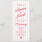 Modern Minimal Minimalist Red Pink Stripes Wedding Programmakaart (Voorkant)