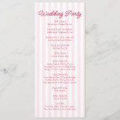 Modern Minimal Minimalist Red Pink Stripes Wedding Programmakaart (Achterkant)