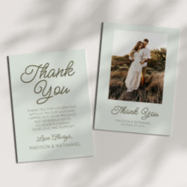 Modern Minimal Minimalist Sage Green Wedding Bedankkaart