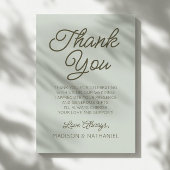 Modern Minimal Minimalist Sage Green Wedding Bedankkaart