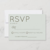Modern Minimal Minimalist Sage Green Wedding RSVP Kaartje (Voorkant)